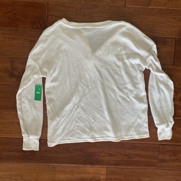 BRAND NEW Dip long sleeve Basic waffle Weave Ivory Henley top size xs thermal - Picture 8 of 12